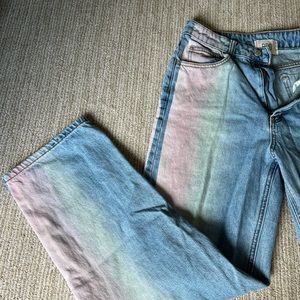 BDG pastel subtle rainbow straight leg mom jeans.